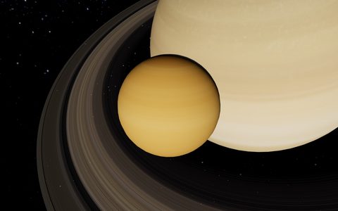 Titan (Satürn uydusu) — Numex Evren 3D güneş sistemi görüntüsü